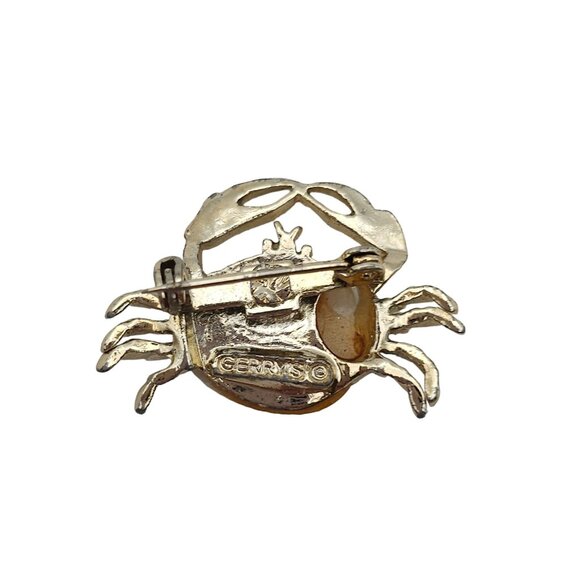 Vtg Gold Tone Shell & Crab Brooch Set Faux Pearl Beach Ocean Cancer Zodiac July - Picture 6 of 16